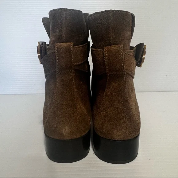 New Tory Burch Brooke Buckle Brown Suede Ankle Boots Size 8 - Picture 7 of 13
